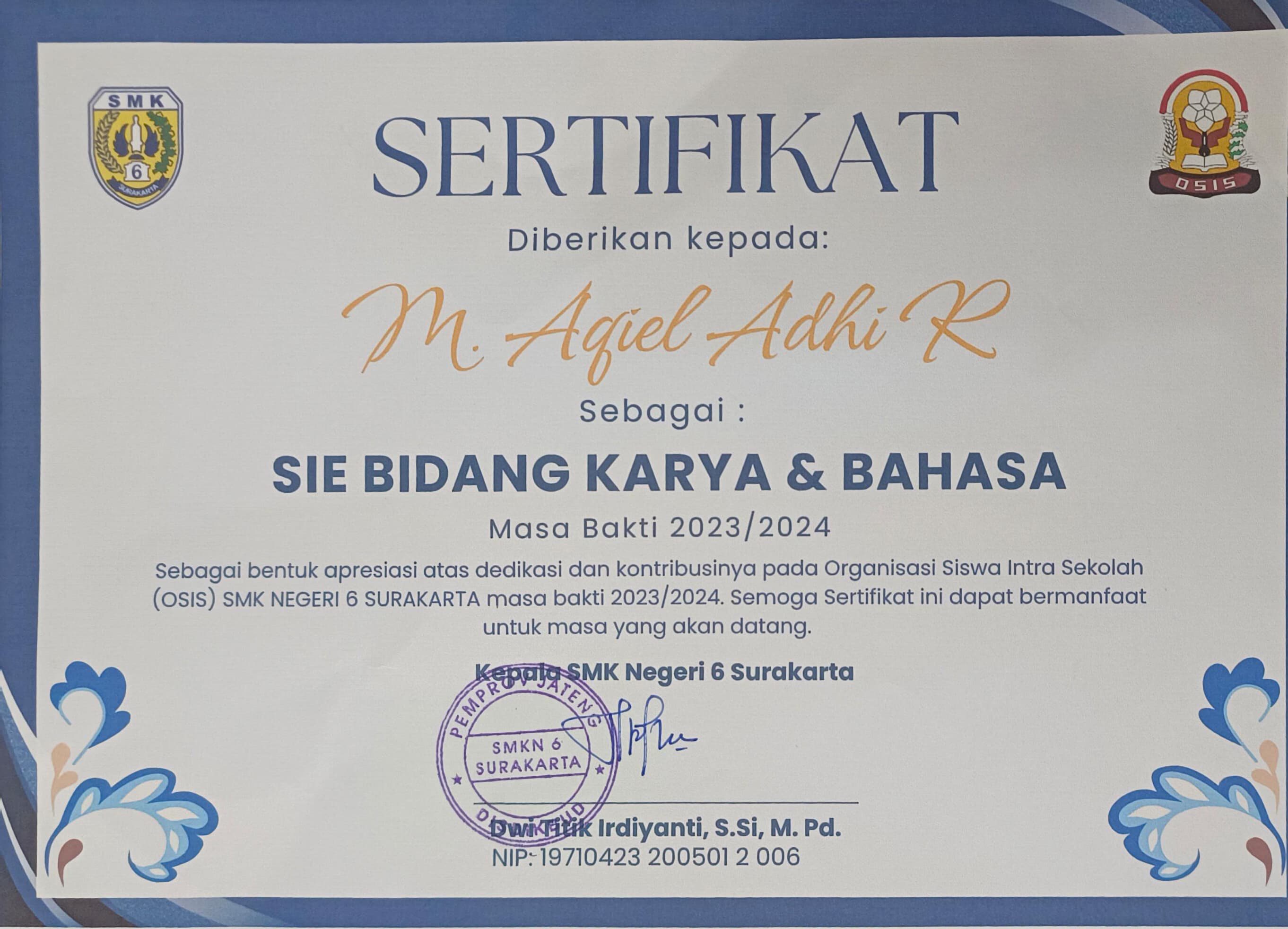 Sertifikat Kepengurusan